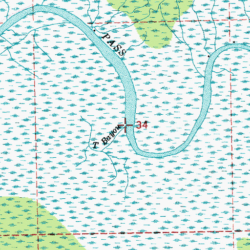 Topographic Map of T Bayou, LA