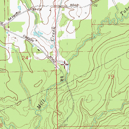 Topographic Map of Taber Creek, LA