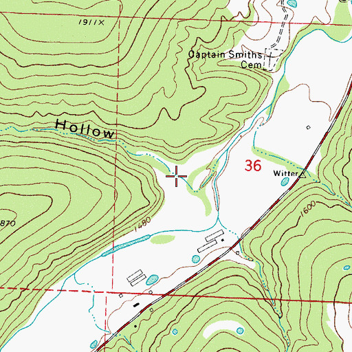 Topographic Map of Reeves Hollow, AR