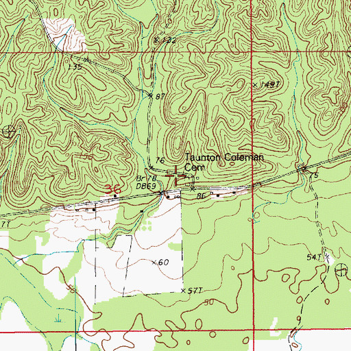 Topographic Map of Taunton-Coleman Cemetery, LA