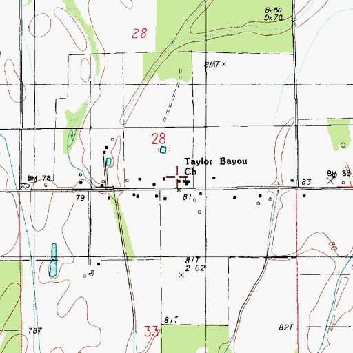 Topographic Map of Taylor Bayou Church, LA