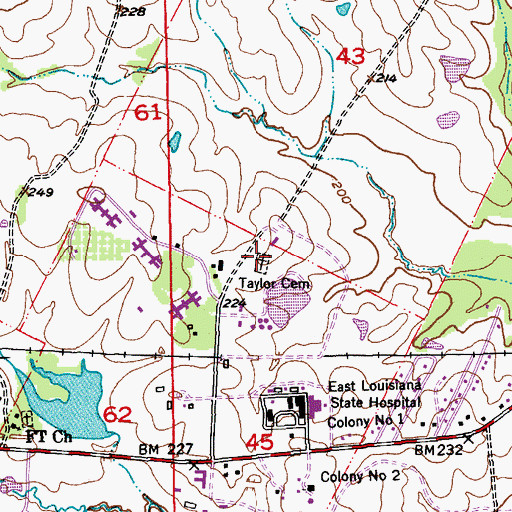 Topographic Map of Taylor Cemetery, LA