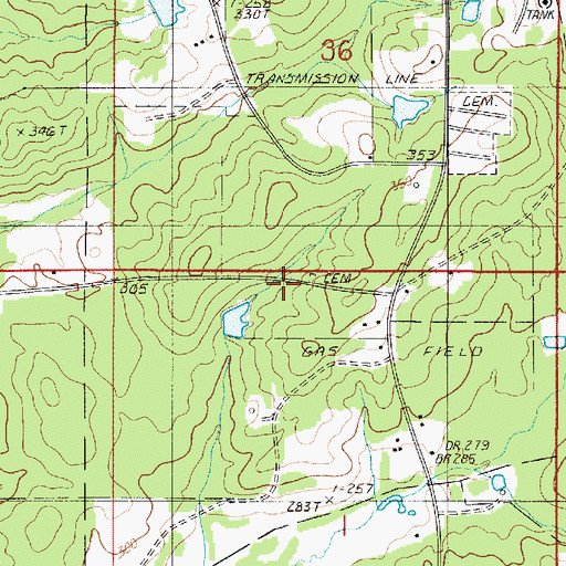 Topographic Map of Taylor Cemetery, LA