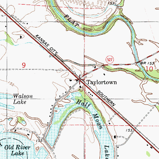 Topographic Map of Taylortown, LA