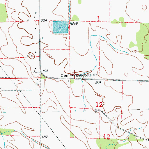 Topographic Map of Rehoboth Church, AR