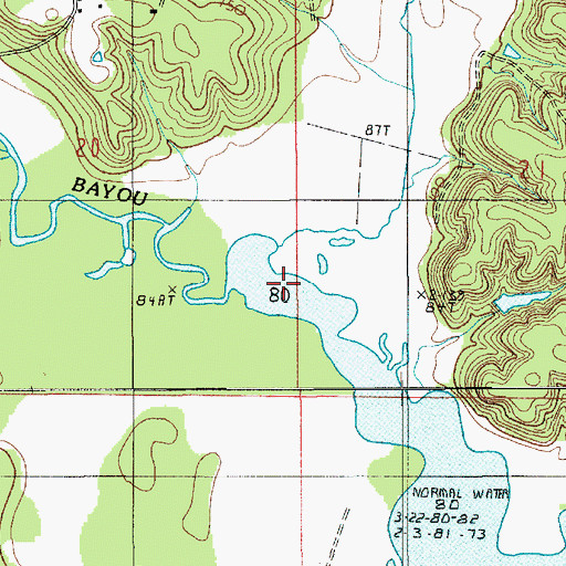 Topographic Map of Tenmile Creek, LA