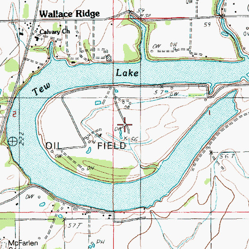 Topographic Map of Tew Lake Oil Field, LA