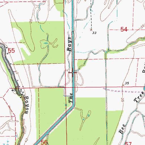 Topographic Map of The Bays, LA