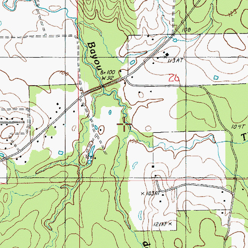 Topographic Map of The Glades, LA