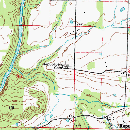 Topographic Map of Republican Cemetery, AR