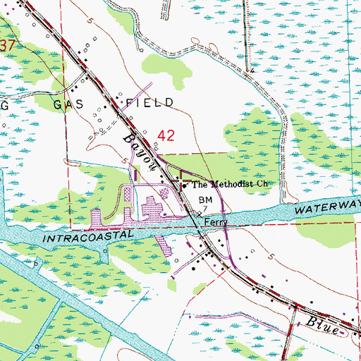 Topographic Map of The Methodist Church, LA