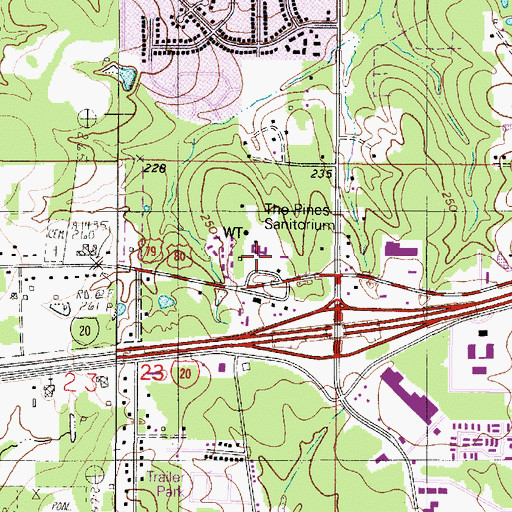 Topographic Map of The Pines Sanatorium, LA