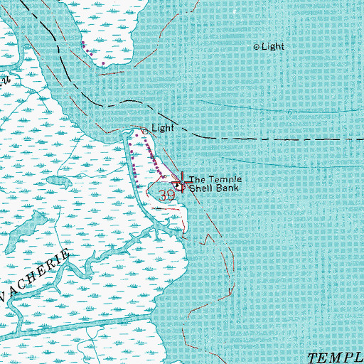 Topographic Map of The Temple Shell Bank, LA