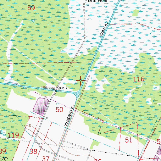 Topographic Map of Theriot Canal, LA