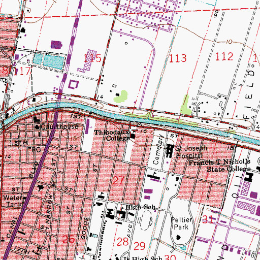 Topographic Map of Thibodaux College, LA