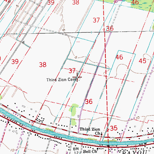 Topographic Map of Third Zion Cemetery, LA