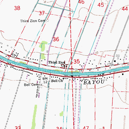 Topographic Map of Third Zion Church, LA