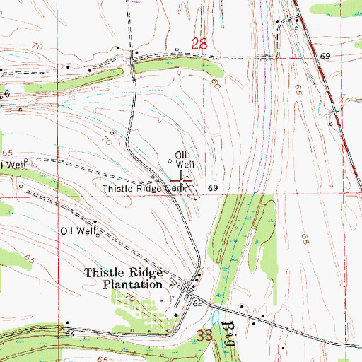 Topographic Map of Thistle Ridge Cemetery, LA