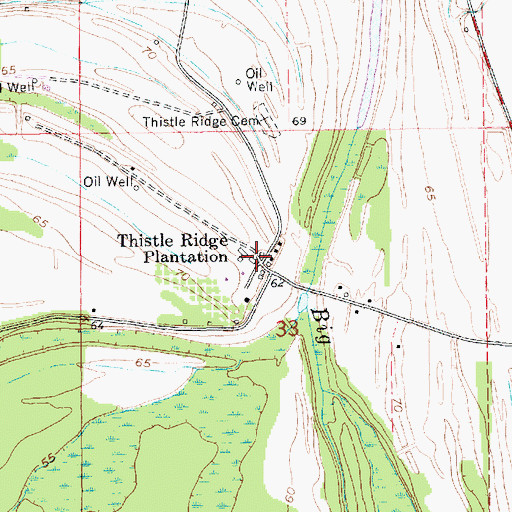 Topographic Map of Thistle Ridge Plantation, LA