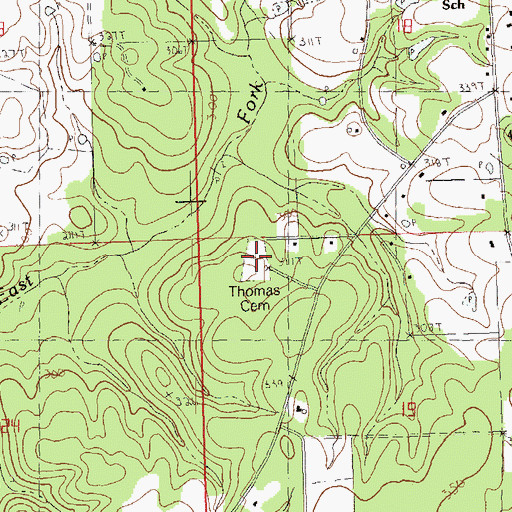 Topographic Map of Thomas Cemetery, LA