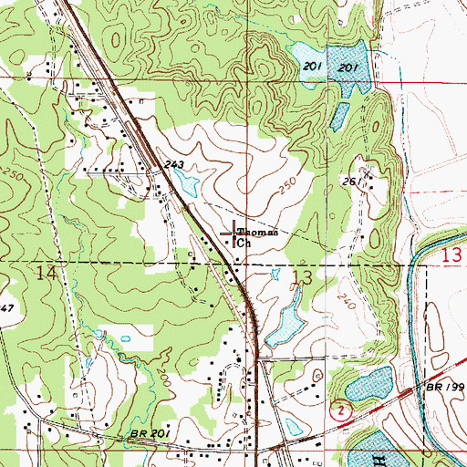 Topographic Map of Thomas Church, LA