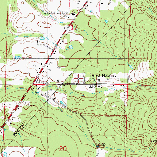 Topographic Map of Rest Haven Cemetery, AR