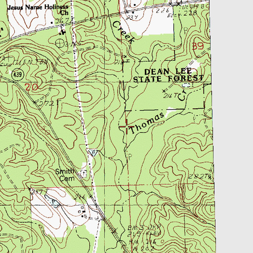 Topographic Map of Thomas Creek, LA