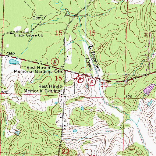 Topographic Map of Rest Haven Memorial Gardens, AR