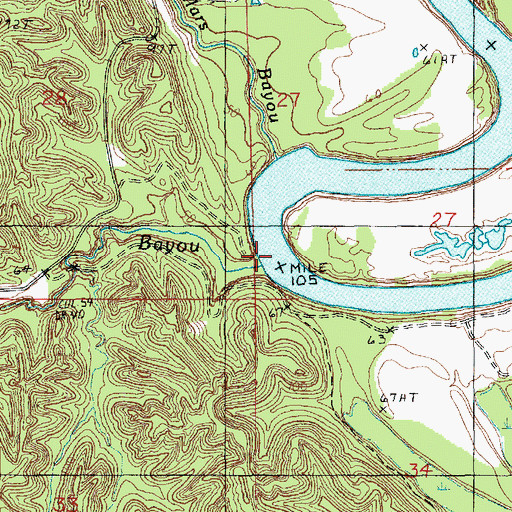 Topographic Map of Thompson Bayou, LA