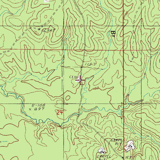 Topographic Map of Thompson Cemetery, LA