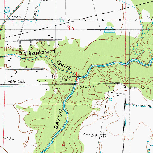 Topographic Map of Thompson Gully, LA