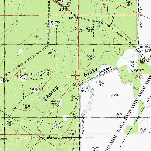 Topographic Map of Thorny Brake, LA