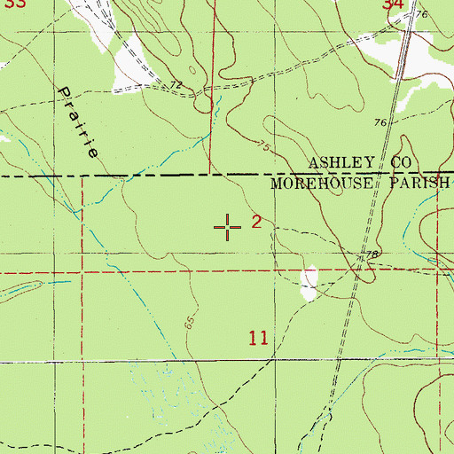 Topographic Map of Three Beech Prairie, LA