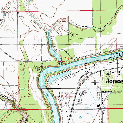 Topographic Map of Threemile Bayou, LA