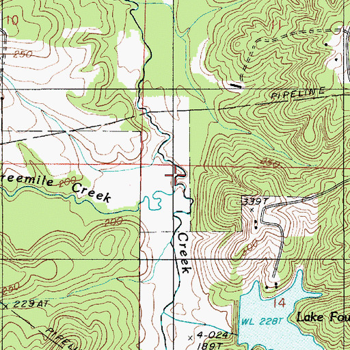 Topographic Map of Threemile Creek, LA