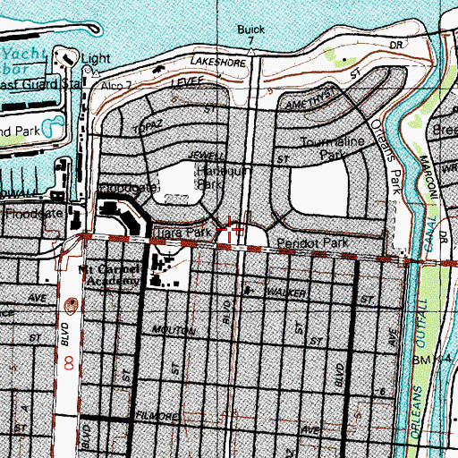 Topographic Map of Tiara Park, LA