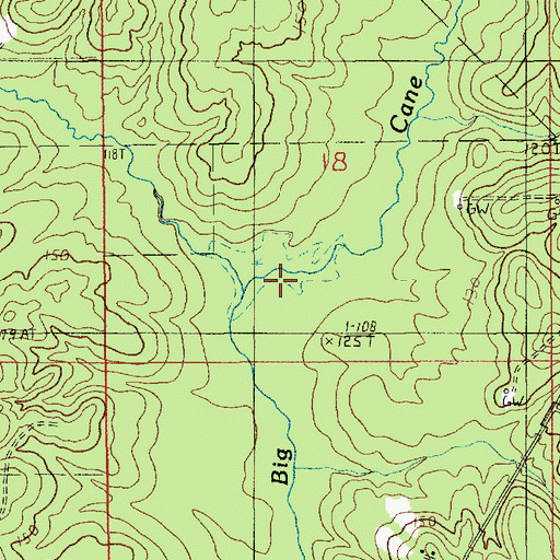Topographic Map of Tick Creek, LA