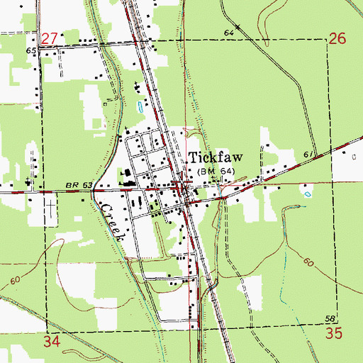 Topographic Map of Tickfaw, LA