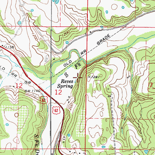 Topographic Map of Reves Spring, AR