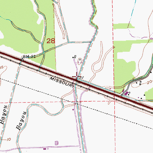Topographic Map of Tiger Bayou, LA
