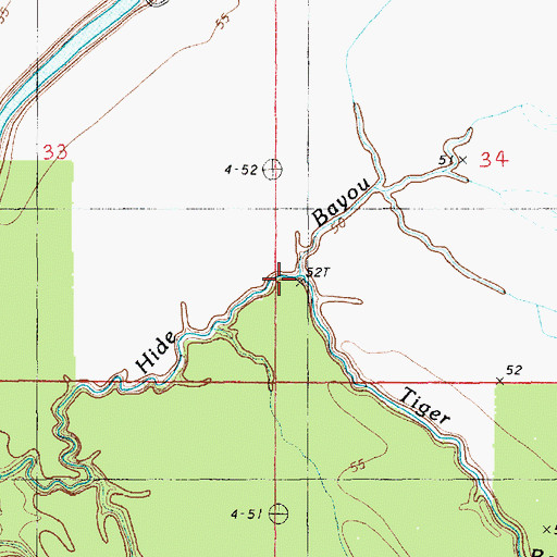 Topographic Map of Tiger Bayou, LA