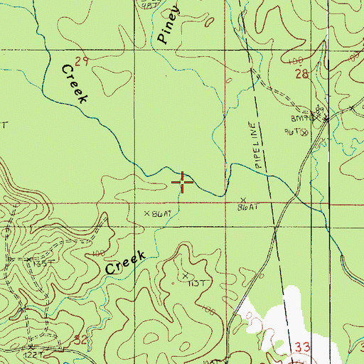 Topographic Map of Tiger Creek, LA