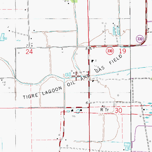 Topographic Map of Tigre Lagoon Oil and Gas Field, LA