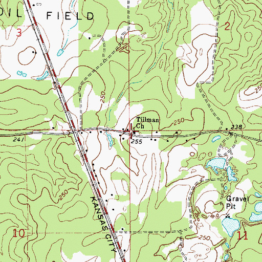 Topographic Map of Tillman Church, LA