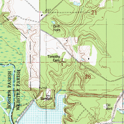 Topographic Map of Timothy Cemetery, LA