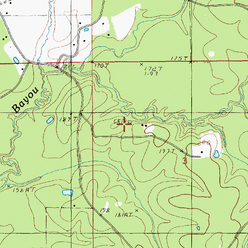 Topographic Map of Tingle Cemetery, LA