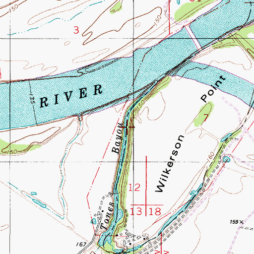 Topographic Map of Tones Bayou, LA