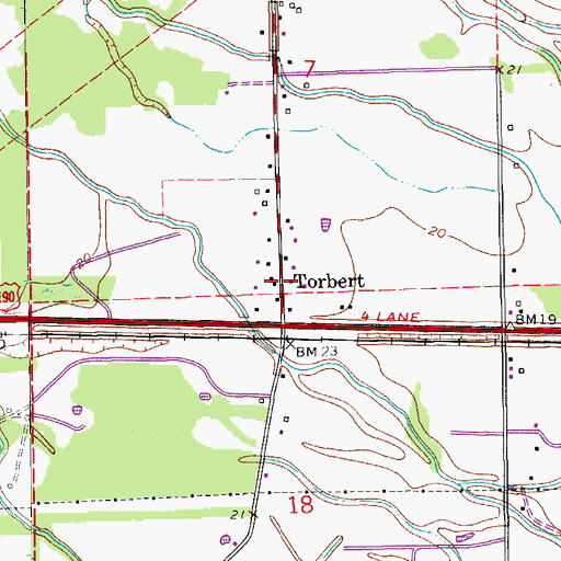 Topographic Map of Torbert, LA