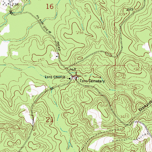 Topographic Map of Toro Cemetery, LA