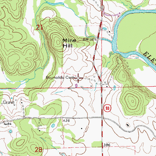 Topographic Map of Reynolds Cemetery, AR
